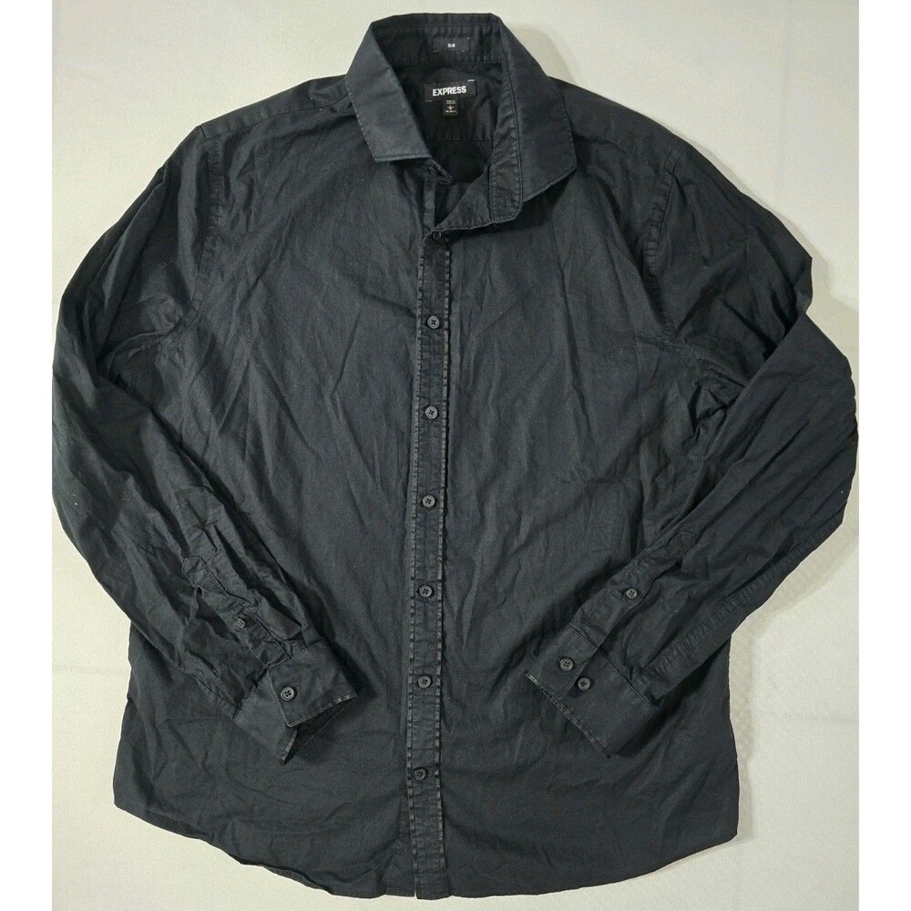 Express Men's Black Long Sleeves Button Down Shirt . Size L